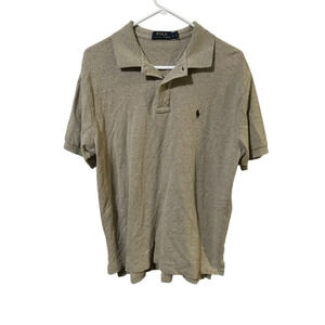 Polo Ralph Lauren Mens Large Natural Brown Pony Logo‎ Polo Short Sleeve Shirt